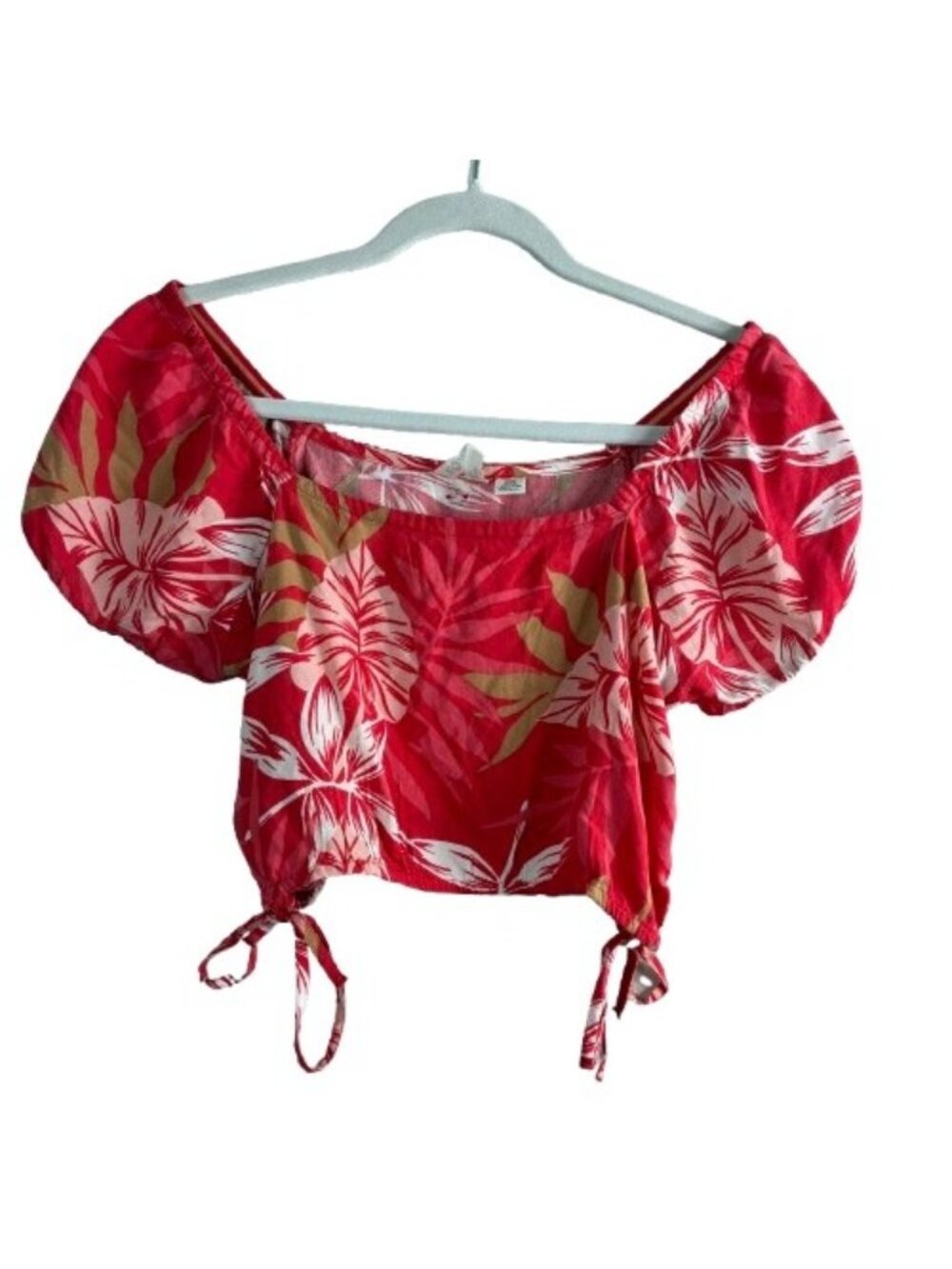 Roxy Dear Armor Ruched Crop Top Tropical Sz Small Summer Beach